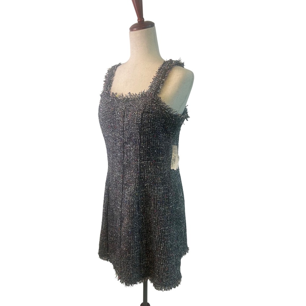 AQUA‎ Brand Tweed Mini Dress Frayed Sleeveless Party Business Dress Size Medium